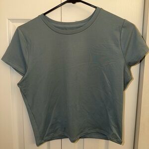 Hollister Dusty Blue Crewneck Crop Top